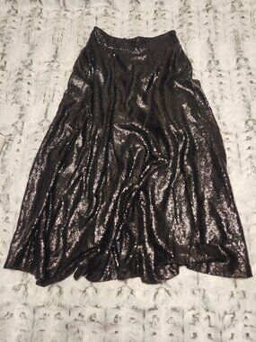 The Limited Sequin Skirt Women’s Medium Black Metallic Stretch Party Holiday